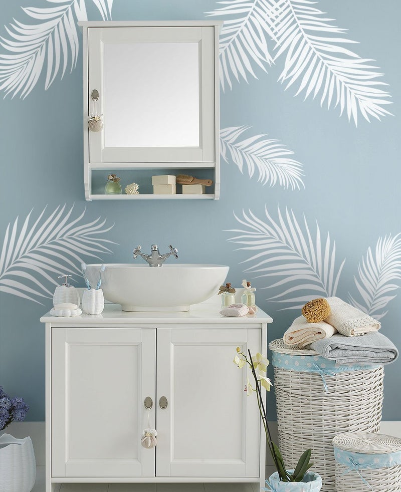 Palm Leaves Wall Decal - White - by Simple Shapes